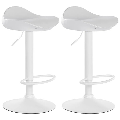 Decoshop26 Lot de 2 tabourets de bar synthétique et plastique blanc assise ergnomique TDB10601