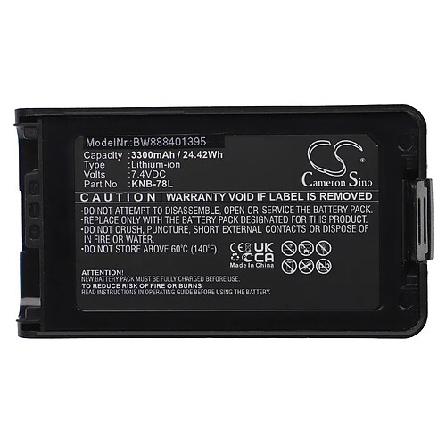 vhbw Batterie compatible avec Kenwood TK-2360, TK-3140, TK-3148, TK-3160, TK-3168, TK-3170, TK-3173 radio talkie-walkie (3?300mAh, 7,4V, Li-ion)