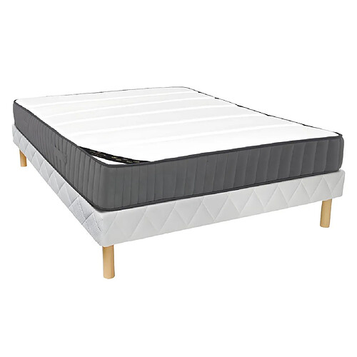 Vente-Unique Ensemble 140 x 200 cm sommier + matelas ressorts ensachés 7 zones et mousse haute résilience ép.26cm - AUDACE de PALACIO