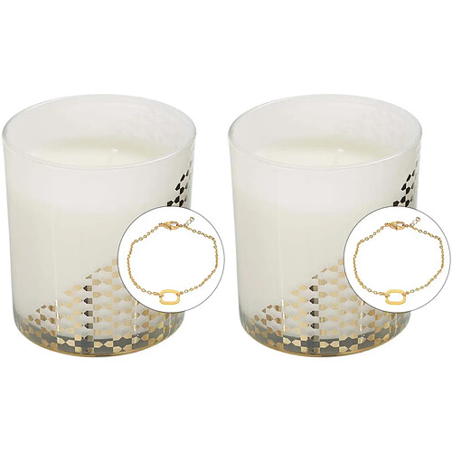 The Concept Factory Bougie parfumée avec bijoux surprise 8 cm (Lot de 2) blanc et or.