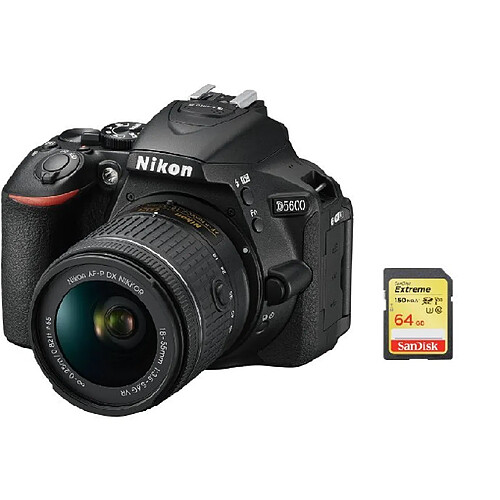 NIKON D5600 KIT AF-P 18-55MM F3.5-5.6G VR + 64GB SD card