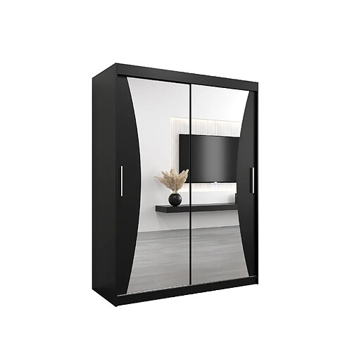 Abiks Meble Armoire MONACO À Portes Coulissantes 200/150/62 2 Portes (Noir/Noir)