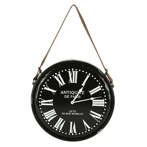 Aubry Gaspard Horloge en métal noir laqué Antiquités de Paris.