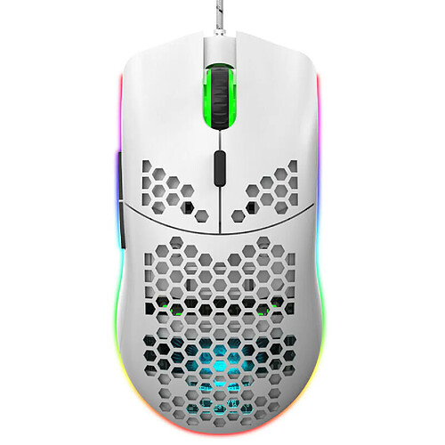 Universal (Blanc) Souris gaming légère USB câblée Ergonomie 6400 ppp Souris RGB 6 boutons