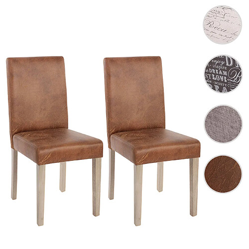 Mendler Lot de 2 chaises de séjour Littau, fauteuil ~ tissu, aspect daim, aspect chaîne des pieds