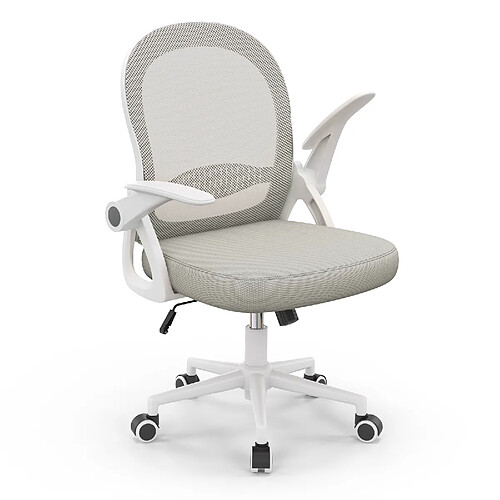 BIGZZIA Chaise de bureau | Fauteuil avec housse en maille respirante | ergonomique | accoudoirs rabattables & réglable en hauteur | Gris