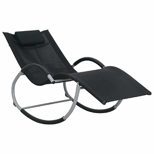 Maison Chic Chaise longue avec oreiller | Bain de soleil Relax | Transat Noir Textilène -GKD20018