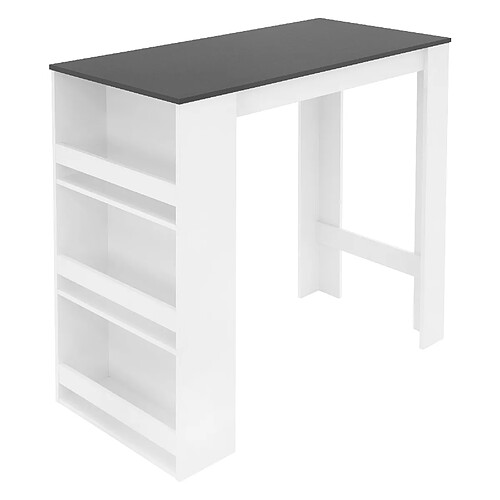 Table de bar avec étagcre r 3 niveaux 117x106x57 cm Blanc/Anthracite en bois ML-Design