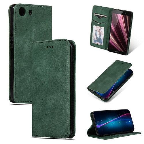 Wewoo Housse Coque en cuir à rabat horizontal magnétique Business Skin Feel Retro pour Sony Xperia XZ4 Compact Vert armée