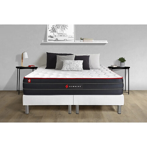 Somness Ensemble double sommier + matelas BOOST ressorts ensachés et mémoire de forme 180x200