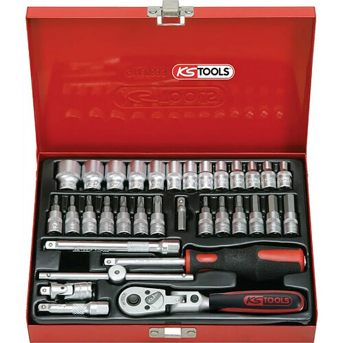 Kstools Coffret métallique de douilles F6 1/4" CHROME mat 33 pièces - KS Tools 911.0833