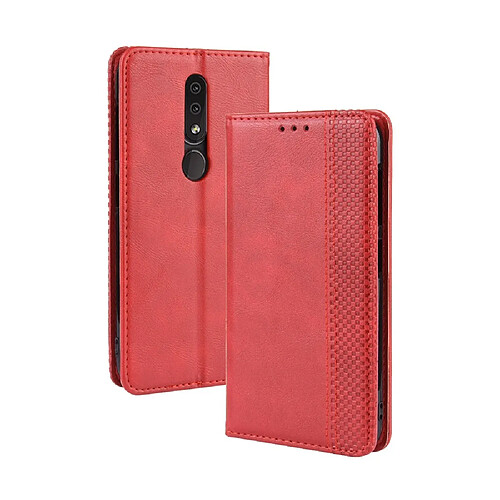 Wewoo Housse Coque Étui en cuir à boucle magnétique avec texture rétro pour Crazy Horse et rabat horizontal Nokia 4.2avec supportlogements cartes et cadre photo Rouge