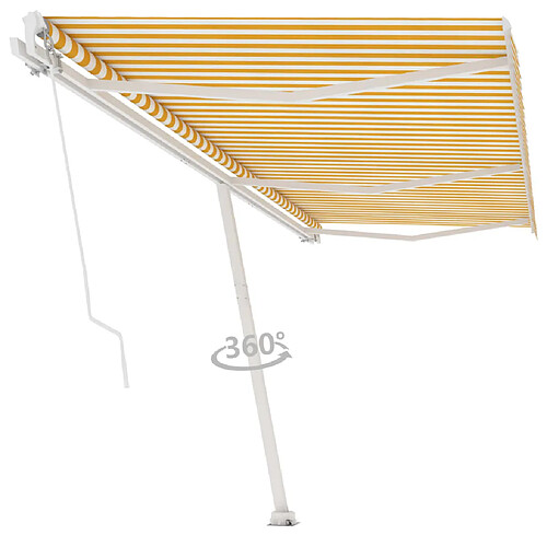 Maison Chic Auvent manuel rétractable,Store manuel de porte sur pied 600x300 cm Jaune/Blanc -GKD55004