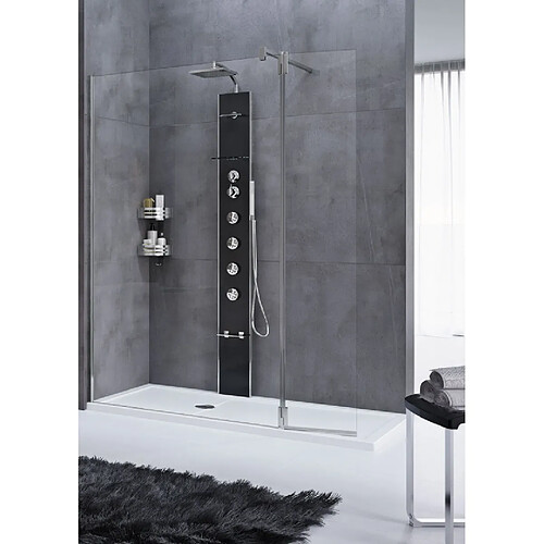 Colonne de douche noire hydromassante NOVELLINI CASCATA1 H. 211 cm