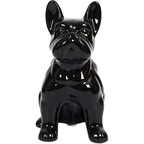 The Home Deco Factory Bouledogue en céramique assis 20 cm noir.