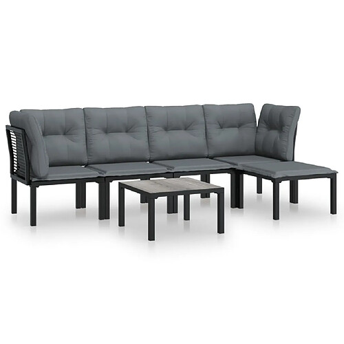 Maison Chic Salon de jardin 6 pcs - Table et chaises d'extérieur - Mobilier/Meubles de jardin Moderne noir et gris résine tressée -MN29455