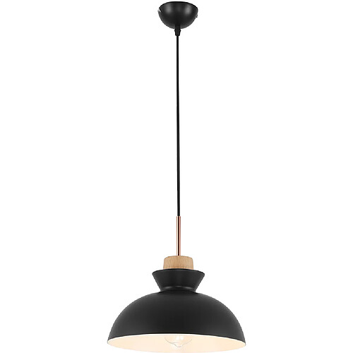 ICONIK INTERIOR Lampe Suspension design nordique en métal et en bois Noir