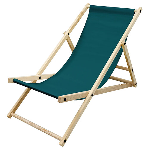 Ecd Germany Chaise longue bois de pin bain de soleil pliante dossier réglable en vert foncé