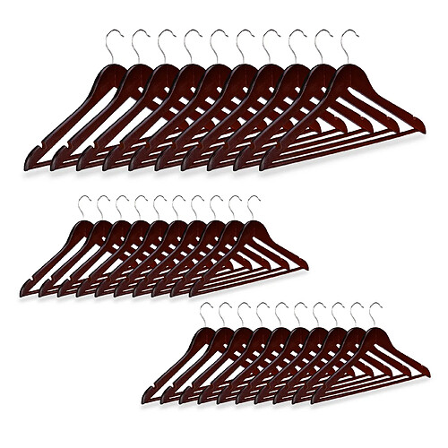 Helloshop26 Lot de de 30 cintres avec encoches en bois marron 13_0002499