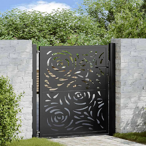 vidaXL Portail de jardin noir 105x105 cm acier conception de flamme