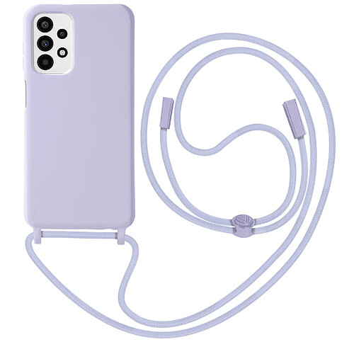 Avizar Coque Cordon pour Galaxy A23 5G et M23 5G Semi-rigide Lanière Tour du Cou violet