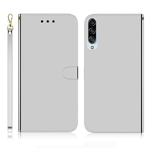 Wewoo Housse Coque Etui à rabat horizontal surface imitée pour Galaxy A90 5G avec supportfentes de cartes et porte-monnaie et lanière argent