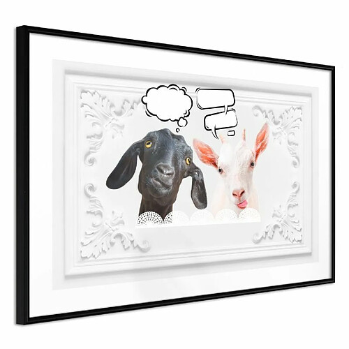 Paris Prix Affiche Murale Encadrée Conversation of Two Goats 60 x 40 cm Noir