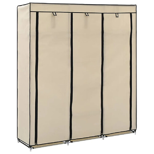 vidaXL Armoire avec compartiments et barres Crème 150x45x175 cm Tissu