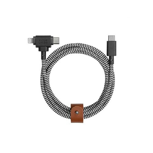 NATIVE UNION Câble Eco Belt USB-C vers USB-C/Lightning - 1.8m Zèbre Multicolore