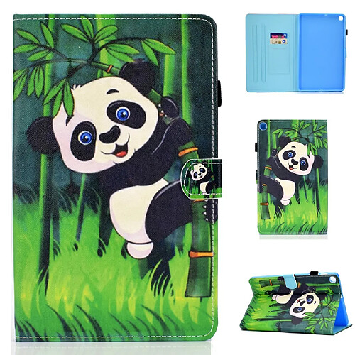 Etui en PU impression de motifs avec des fentes pour cartes arbre et panda pour votre Samsung Galaxy Tab A 10.1(2019) T510/T515