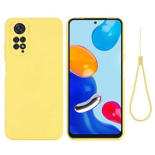 Coque en silicone anti-scratch, avec sangle, jaune pour votre Xiaomi Redmi Note 11S 4G/Redmi Note 11 4G (Qualcomm)