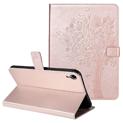 Etui en PU motif chat et arbre avec support magnétique or rose pour votre iPad mini (2021)