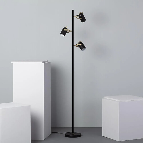 Ledkia Lampadaire Cano 3 Spots Noir