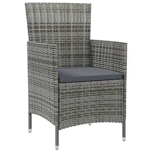 Maison Chic Lot de 4 Chaises de jardin,Fauteuil d'extérieur avec coussins Résine tressée Gris -MN16720