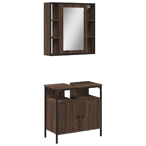 Maison Chic Armoire de Bain | Ensemble de 2 meubles salle de bain Chêne marron -GKD29653