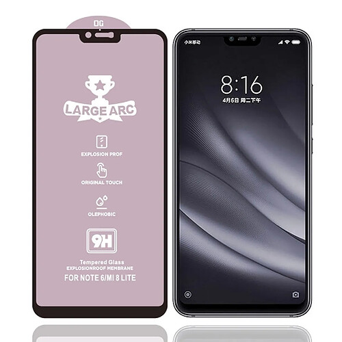 Wewoo Film de verre trempé Pour Xiaomi Mi 8 Lite 9H HD grand arc haute alumine plein écran