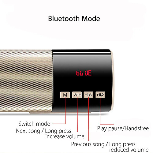 Universal TV Soundbar Bluetooth haut-parleur portable Subwoofer sans fil Stereo colonne Lecteur de musique Accueil Théâtre Aux 3.5mm câblé et sans fil | Soundbar (noir)