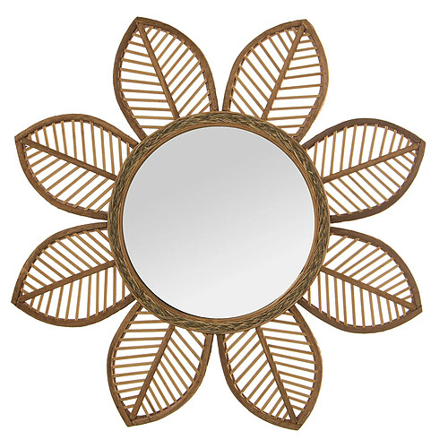 Miroir mural Alexandra House Living Naturel Bambou Fibre naturelle Fleur 3 x 67 x 68 cm Rond