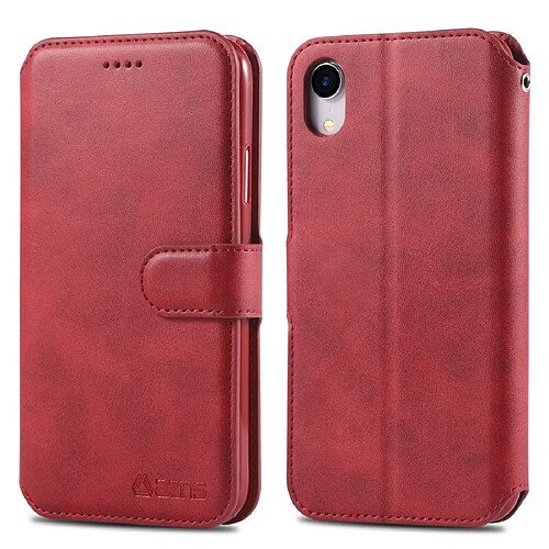 Wewoo Housse Coque Pour iPhone XR AZNS Texture du mollet Etui en cuir avec rabat horizontal magnétique PU supportfentes cartes et cadre photo Rouge