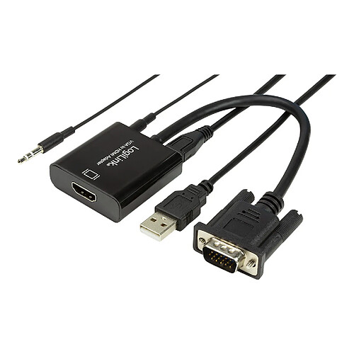 LogiLink Convertisseur VGA vers HDMI, 0,2 m, noir ()