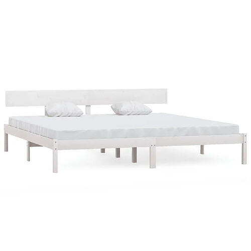 Maison Chic Lit Moderne Chambre - Cadre/structure de lit pour adulte Blanc Bois de pin massif 180x200 cm UK Super King -MN57519