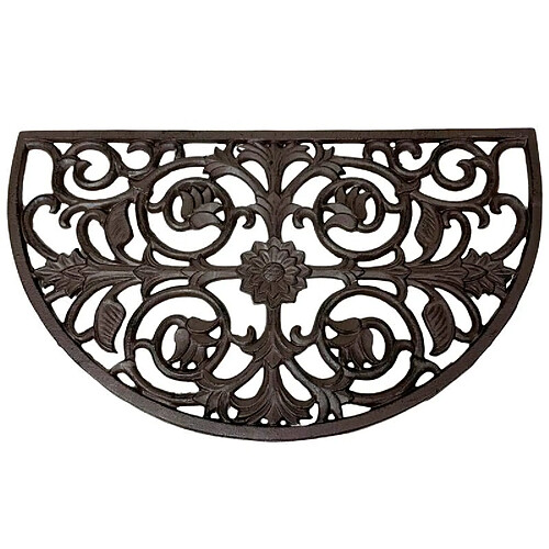 L'Héritier Du Temps Tapis demi-lune volutes et feuilles - Marron - 68x39.5 cm