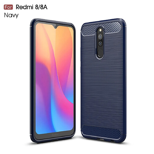 Wewoo Coque Souple Pour Xiaomi Redmi 8 en TPU fibre de carbone brossée bleu marine