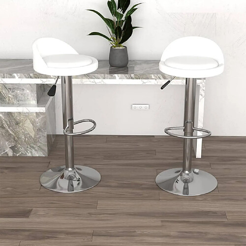 vidaXL Tabourets de bar lot de 2 blanc similicuir