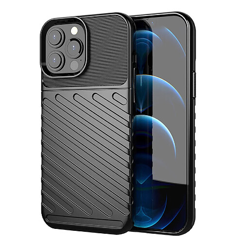 Ozzzo thunder coque flexible tough rugged cover tpu pour iphone 13 pro max noir