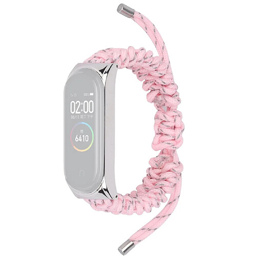 Bracelet en nylon corde tressée, réglable, rose clair pour votre Xiaomi Mi Band 5/6