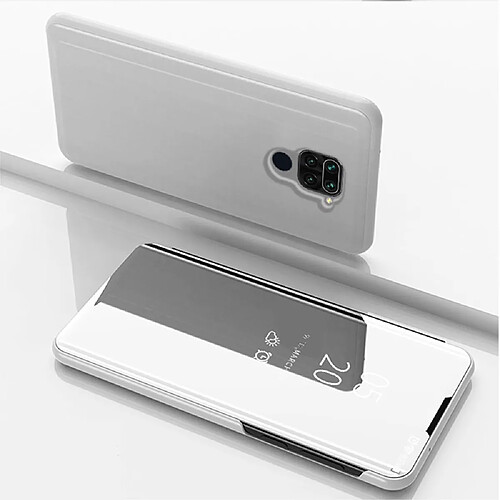 Etui en PU surface miroir avec fenêtre de visualisation argent pour votre Xiaomi Redmi Note 9/Redmi 10X 4G