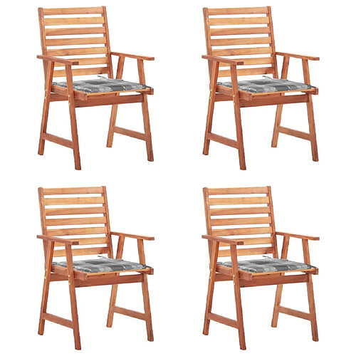 Maison Chic Lot de 4 Chaises à dîner de jardin avec coussins,Fauteuil/Chaises à manger d'extérieur Acacia massif -MN41268