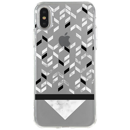 Coque semi-rigide transparente, blanche et noire Mergozzo pour iPhone X/XS