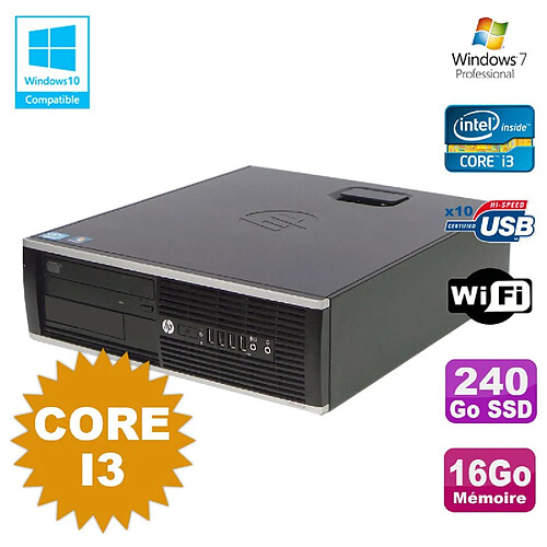 PC HP Compaq 6200 Pro SFF Core i3 3.1GHz 16Go 240Go SSD DVD WIFI W7 Pro · Occasion